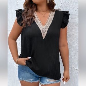 Plus Ruffle Trim Top